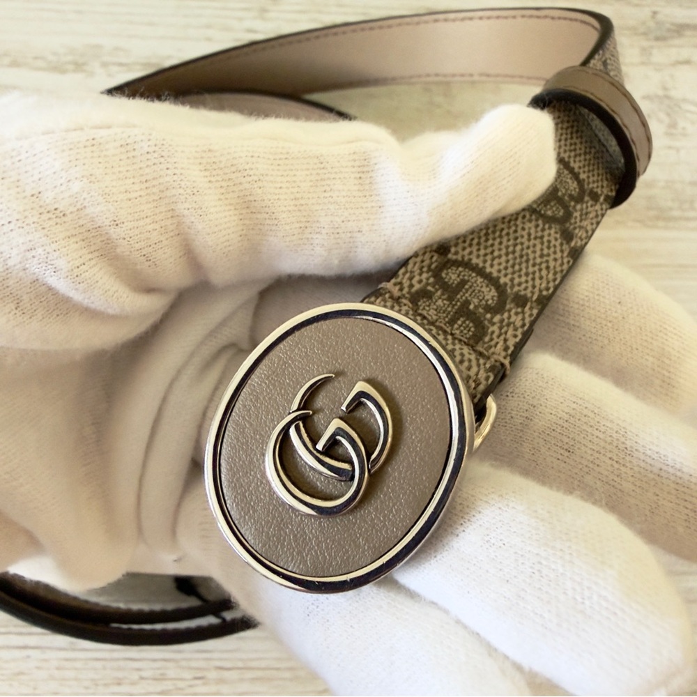 New Gucci GG Supreme canvas leather women belt, size 105cm, US 42 - Picture 2 of 5